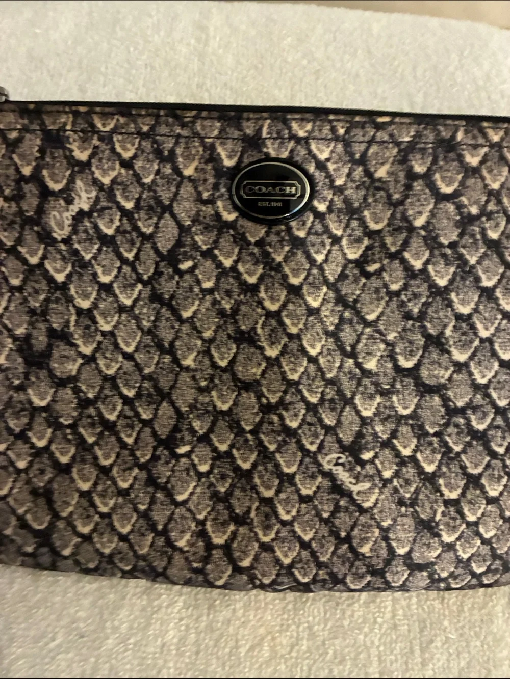 COACH Nylon Snake-Print Tote & Cosmetic Case excellent, versatile